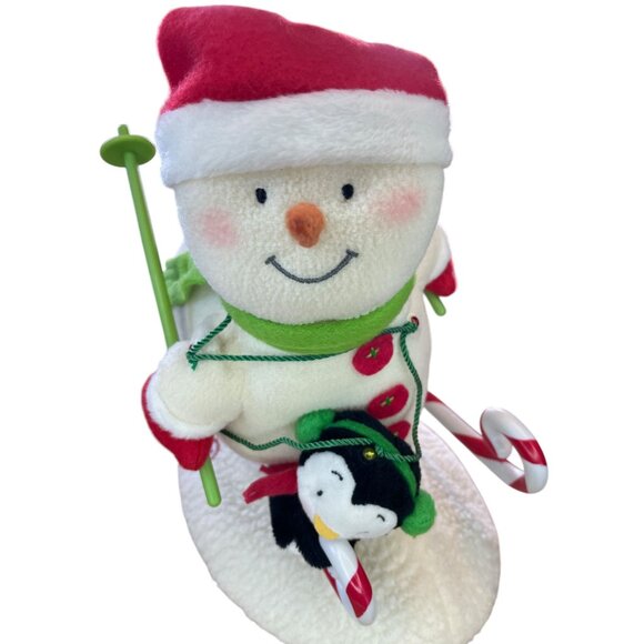 Hallmark Swooshin Duo Animated Musical Light Up Plush Snowman Penguin Skiing Jin - Picture 2 of 16